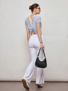 Activina Twist Back Design Sleeveless Sports T-Shirt, Suitable For Summer - Blue - View 3