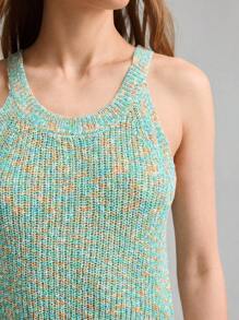 Ontre Top tricoté court décontracté sans manches à encolure bateaupour femmes