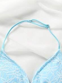 Tween Girls 2pcs Jacquard Bikini Set, Beach Vacation Kids Swimming ,Kids Beachwear - Blue - View 6