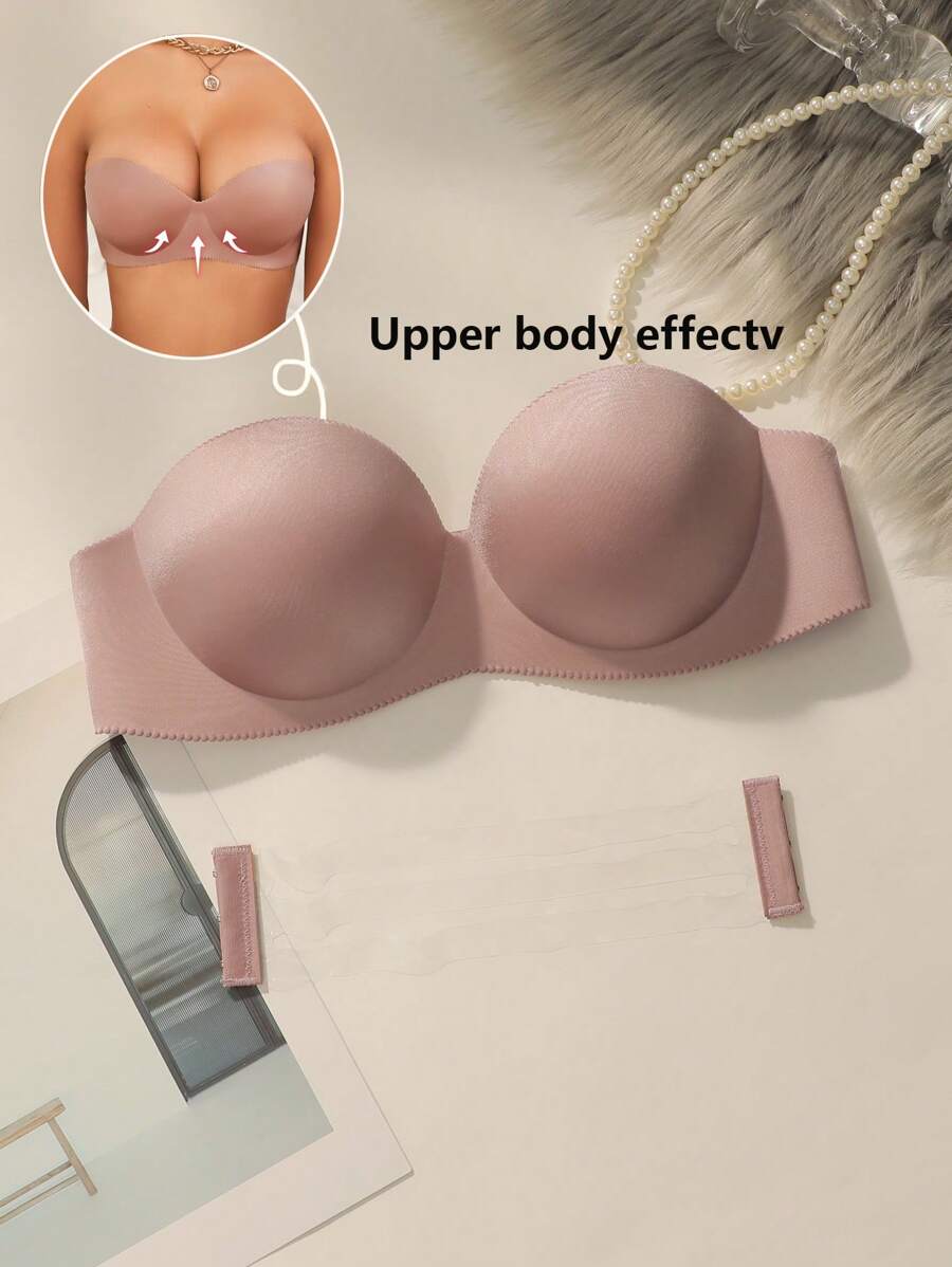 Women Underwired Bra With 2pcs Detachable Shoulder Straps - Dusty Pink - View 1