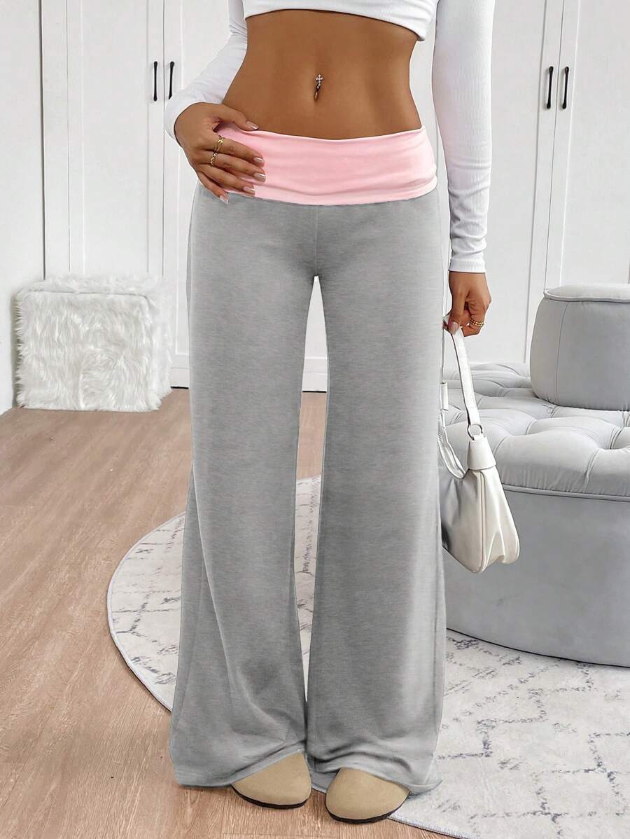 INAWLY Women's Casual Color Block Low Waist Bell-Bottom Sweatpants Graduation,Back To School Outfits,Graduation,Teacher Outfits For Women,Back To School Fall Cloth For Women