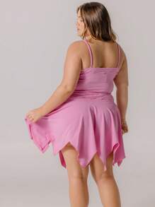 Aralina Áo camisole ôm sát, gợi cảm, chất liệu jersey, viền ren, dây buộc nơ, dành cho người có thân hình đầy đặn. - Màu Hồng Tươi - Xem 5