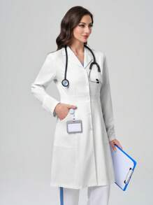 TaskEZ Laboratory Coat / Smock With Lapel Collar And Open Front
