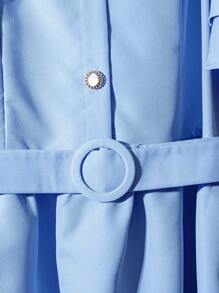 Franclia Elegantes mehrlagiges Rüschenärmel-Kleid mit quadratischem Ausschnitt und Gürtel in A-Linie für Damen im Business-Stil