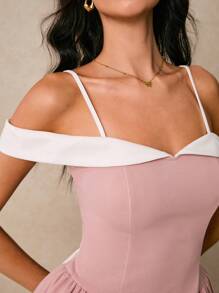 Poéselle 女士夏季纯色无袖短款连衣裙，时尚 - 粉色 - 查看 4