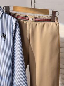 SHEIN 2pcs Boys Gentleman Outfit: Stripe Long Sleeve Printed Shirt + Trousers, Elegant Outfit For Valentine's Day, Birthday Party, Evening Event, Wedding, Christening, Anniversary