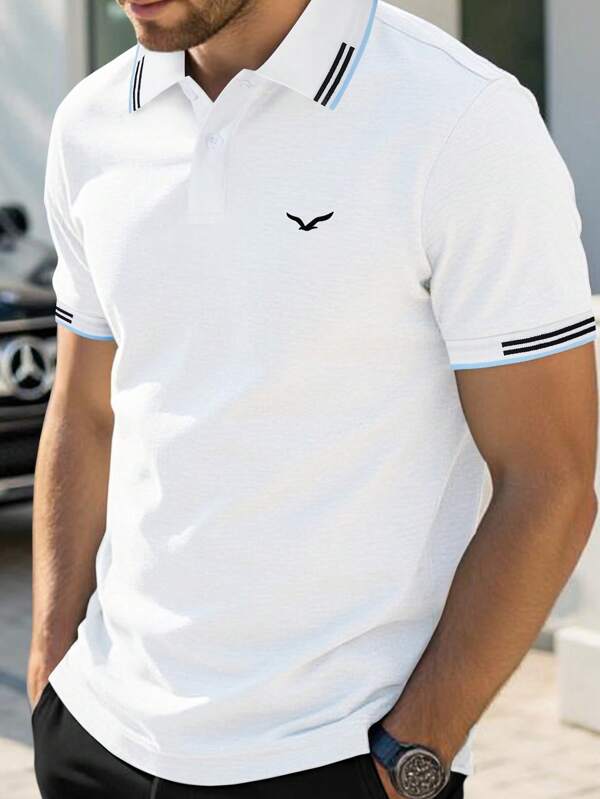 Manfinity Homme Men's Summer Casual Contrast Trim Short Sleeve Polo Shirt Polo Shirt For Men Shirts For Men Men Polo Shirts