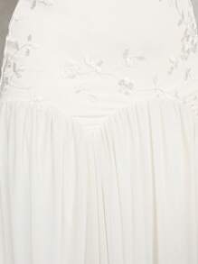 Aloruh Vestido súper largo con cuello de volantes, bordado y malla plisada, romántico para mujeres, perfecto para bodas y vacaciones, primavera/verano