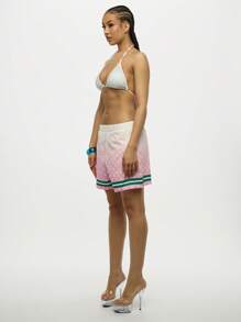 SUMWON WOMEN Pantaloncini sportivi con stampa digitale sfumata, stile boxer, abbigliamento sportivo premium, per spiaggia, estate casual, corsa, piscina, leggero e traspirante