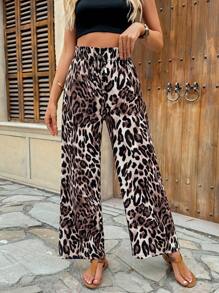 EMERY ROSE Wide Leg Leopard Print Pants, Minimalist And Fashionable, Suitable For Summer Fall Cloth For Women - Multicolor - View 6