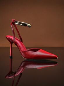 SHUZIA Giày cao gót đế xuồng màu đỏ tía PU gợi cảm đơn giản nữ tính dự tiệc hàng ngày bằng kim loại vàng - Màu Đỏ Sâu - Xem 1