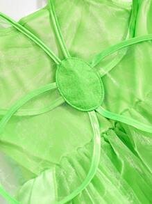 SHEIN Playful Pals Vestido de disfraz de hada dulce y elegante para niña, vestido de princesa con alas, adecuado para niños de 4 a 7 años, excelente para fiestas de cumpleaños, festivales, bodas, niña de las flores, actuaciones en el escenario - Verde - Ver 8