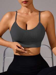 Gameset SHEIN Sport Hochelastischer stützender Spaghettiträger Camisole Sport-BH, geeignet für Yoga & Training