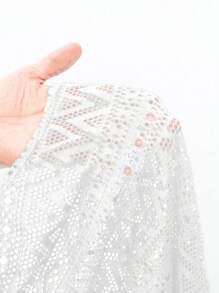 Swim Basics 2pcs/Set Women Lace Boxer Briefs, Black And White For Summer Beach Vacation - Black and White - View 4