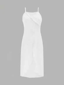 SHEIN EZwear Women's Fashion Long Solid Color Top, Suitable For Summer - White - View 4