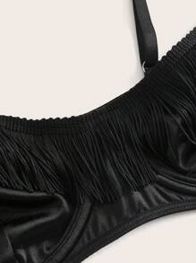 SHEIN 5قطع/طقم ملابس داخلية سيكة بتصميم تنورة مذنبة, مناسبة لمهرجانات الموسيقي - الأسود - مشاهدة 5