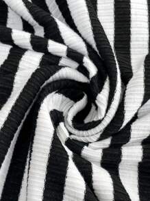 SHEIN 加大码孕妇条纹开衩下摆修身连衣裙