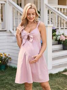SHEIN Vestido casual de verano para mujeres embarazadas de unicolor con tirantes