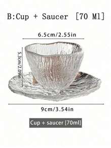 1pc/2pcs (Cup + Saucer) Japanese Style Sugar Water Bowl, Cute Girly Nest Yogurt Bowl, High-End Glass Bowl & Plate Set, Dessert Bowl - Clear - View 4