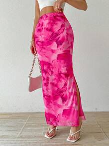 Islaluna Falda larga casual con estampado degradado para mujer