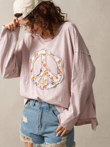 Bohemela Camiseta holgada de cuello redondo de punto de unicolor, de manga larga, apropiada para vacaciones para mujeres - Multicolor - Ver 4