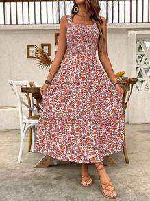 Breezaya Women's Floral Print Spaghetti Strap Casual Mini Sun Dress - Burnt Orange - View 4