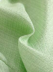 SHEIN 2 件女婴优雅花卉蕾丝夹克和褶皱迷你裙套装，粗花呢夹克搭配白色蝴蝶结可爱服装，春秋季 - 綠色 - 查看 5