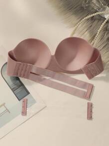 Women Underwired Bra With 2pcs Detachable Shoulder Straps - Dusty Pink - View 6