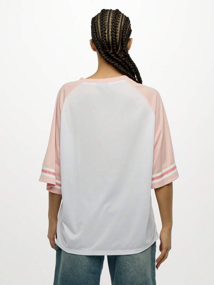 SUMWON WOMEN Oversized Baseball Style Short Sleeve Raglan Tee