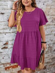 SHEIN CURVE+ 大码红色娃娃印花连衣裙，适合情人节和度假，春夏季