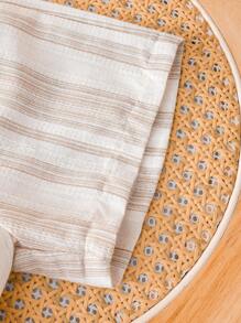 SHEIN 2 件套幼儿男童休闲米色短袖 Polo 开衫上衣和松紧腰短裤，适合春夏季居家、户外、旅行和度假 - 杏色 - 查看 5