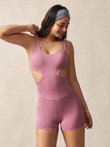 VARSIVA Mono de mujer de unicolor con recorte en la cintura para uso diario, fitness y deportes - Rosa - Ver 6