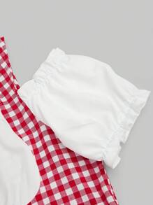 Sunnyshic Blusa a contrasto di taglia curvy per donna, abbinata in vita, adatta per campus, stile campagnolo, estate