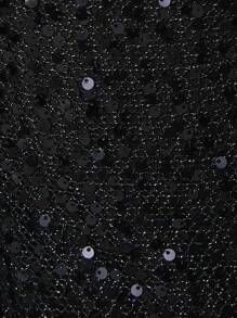 SHEIN Unity Glitter Black Beach Cover-Up Dress With Cinch Waist And Tie Back Design - Black - View 6