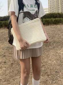 1 件简约柔软白色黑色笔记本电脑包、笔记本电脑保护套、Ins 风格、适用于笔记本电脑、平板电脑、Macbook、Ipad、Ipad Mini、多功能收纳包、iPad 平板电脑保护套、返校（黑白） - 彩色 - 查看 7