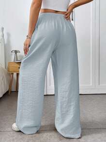SHEIN EZwear Women's Casual Solid Color Drawstring Waist Loose Long Pants