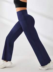 Eassivo Eassivo Women Solid Color Fashionable Casual Sports Pants, Suitable For Fall - Navy Blue - View 4