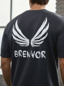 Manfinity BRENVOR Conjunto de dos piezas de hombre de moda casual de punto, camiseta de manga corta y pantalones rectos de cintura elástica, ajuste muscular, para verano