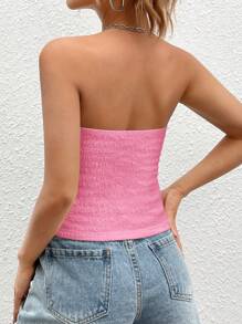 SHEIN EZwear Women's Pink Pleated Fashionable Tube Top For Summer,Tube Top