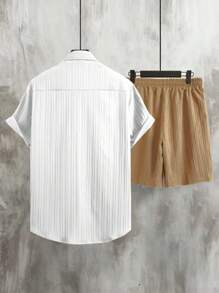 Manfinity Homme Men's Short Sleeve Shirt And Shorts 2 Pieces Set, Fashionable For Summer - Multicolor - View 4