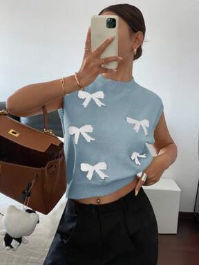 SHEIN Frenchy Women's Casual Bow Knit Vest