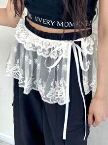 FRIFUL Women's Lace Trim Ruffle Mini Skirt, Layered Cake Style Skirt, Spring/Summer - White - View 3