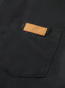 Manfinity Homme Men's Simple Solid Color Button-Up Loose Fit Long Sleeve Shirt - Black - View 4