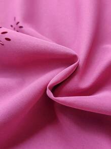 Baby Girl Fashion Sweet Bow Ruffle Trim Hollow Out Cap Sleeve Dress, Suitable For Summer