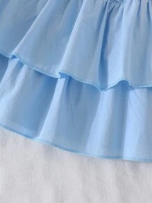 2 peças/Conjunto Regata com Estampa Floral e Saia Tule com Pompom para Meninas, Conjunto de Verão