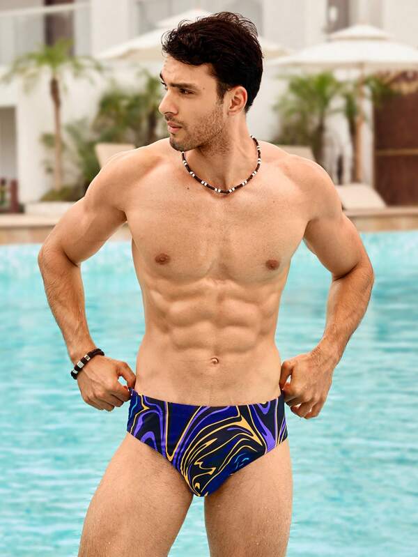 Manfinity VCAY Maillots de bain à imprimé tricot coupe slim décontractée pour hommes, convient pour l'été