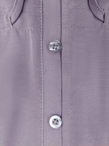 INAWLY 1 Set Plus Size Women Solid Color Tie-Waist Sleeveless Shirt And Pants - Purple - View 4