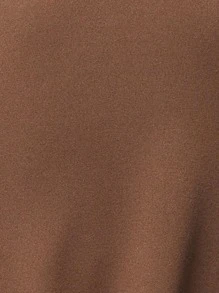TypaGal 女式纯色长袖露肩不对称下摆衬衫 - 咖啡棕 - 查看 5