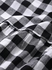 DAZY Women's Long V-Neck Loose Plaid Dress, Elegant Style,Casual Women Dresses - Black and White - View 8