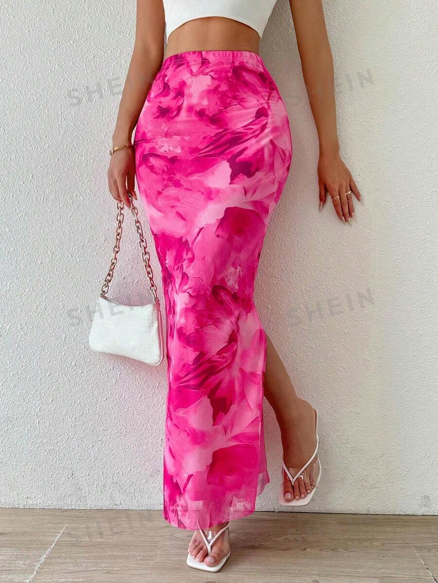 Islaluna Falda larga casual con estampado degradado para mujer